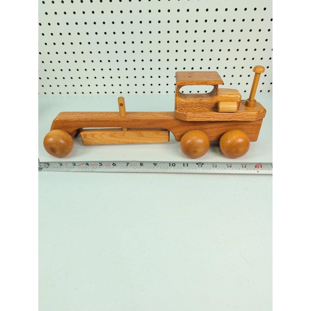 Vintage Handmade Wooden Toy Motor Grader Adjustable Blade - Picture 3 of 10